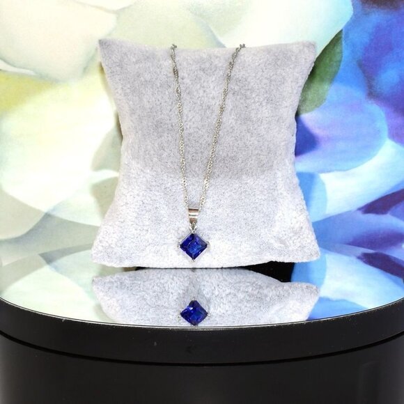 Mia Sincerity Simulated Blue Sapphire 925 Sterling Silver Necklace Gift Boxed - Picture 6 of 10